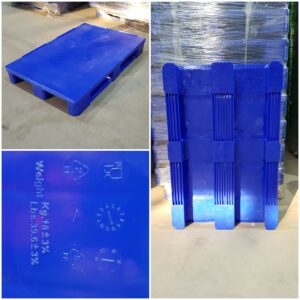 Eine Blaue Euro Hygienekunststoffpalette mit Stapelrand